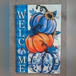 Full Sz "Welcome Blue Fall" Dbl Sided Flag